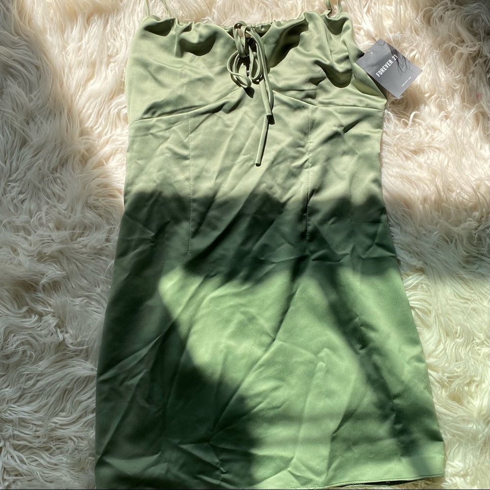 Satin Sage Mini Dress